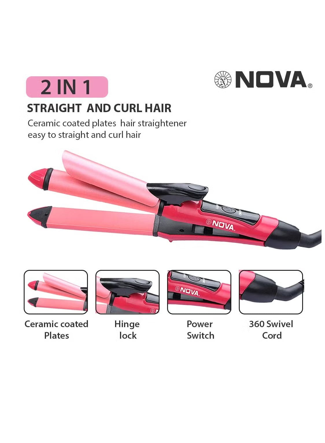 Nova 2‑in‑1 Hair Straightener