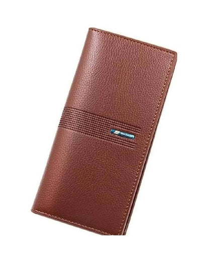 Leather Long Wallet for Men | Slim PU Leather | Money, Mobile & Card Holder | Brown